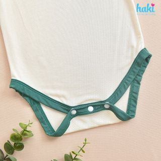 Bộ áo liền quần body chip cộc tay raglan vải sợi tre (Bamboo) cao cấp Haki BB049