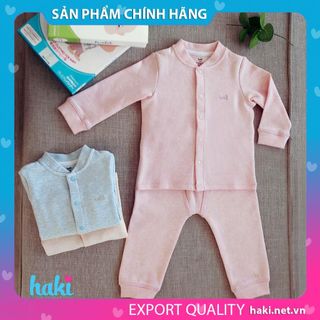 Bộ quần áo dài cài giữa bo cổ Melange Cotton BC004, set thu đông cho bé trai bé gái Haki