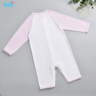 Bộ body cho bé sơ sinh cài cúc giữa, tay phối màu vải sợi tre cao cấp HAKI BB037