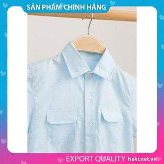 Áo sơ mi cộc tay bé trai - xanh ngọc (vải tre) Haki HK208