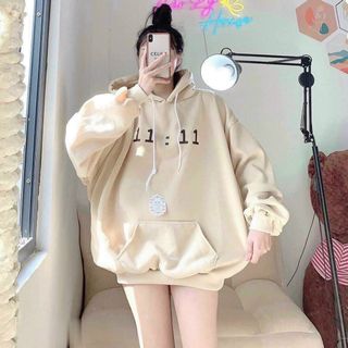Áo hoodie tay phồng in Giờ form dưới 68kg