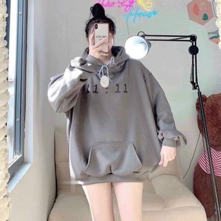 Áo hoodie tay phồng in Giờ form dưới 68kg