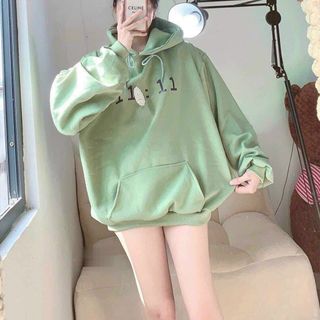 Áo hoodie tay phồng in Giờ form dưới 68kg
