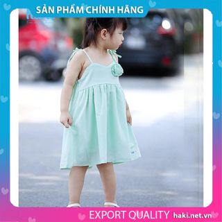 Váy bé gái hai dây đính hoa hồng HK507 đầm thiết kế cho bé từ 10-27kg HAKI