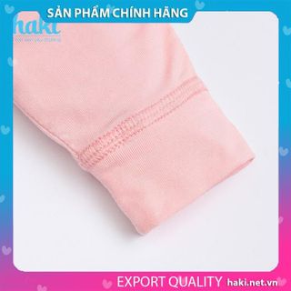 Bộ quần áo sơ sinh vạt lệch buộc dây vải sợi tre cao cấp BB035, set dài tay cho bé hàng chính hãng HAKI