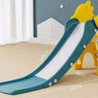 Cầu trượt cho bé mẫu Nai vàng kèm khung bóng rổ , hàng loại 1
