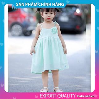 Váy bé gái hai dây đính hoa hồng HK507 đầm thiết kế cho bé từ 10-27kg HAKI