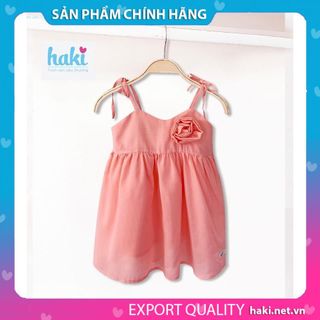 Váy bé gái hai dây đính hoa hồng HK507 đầm thiết kế cho bé từ 10-27kg HAKI