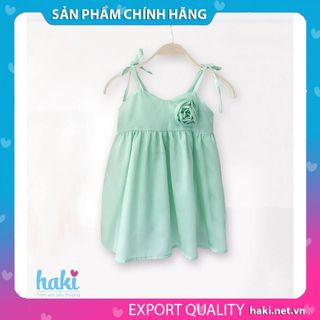 Váy bé gái hai dây đính hoa hồng HK507 đầm thiết kế cho bé từ 10-27kg HAKI