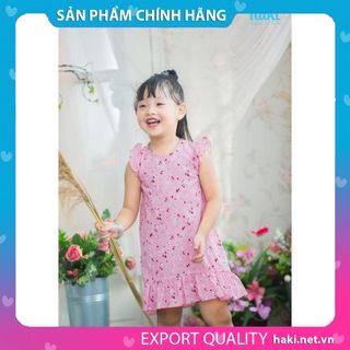 Váy bé gái suông đuôi cá tay cánh tiên- Hồng hoa Trắng- HK480 HAKI