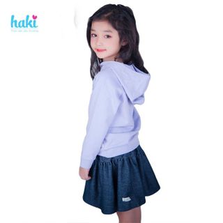 Áo hoodie bé gái có mũ HAKI (Tím)