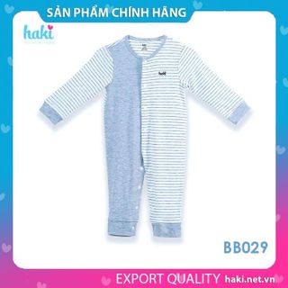 Body dài tay cài giữa phối nửa thân Haki, Bodysuit cho bé trai bé gái chất liệu vải sợi tre cao cấp (Bamboo) BB029 -