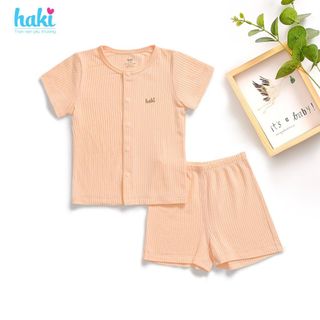 Bộ quần áo cộc tay cài giữa cho bé vải sồi (Modal) cao cấp siêu mềm mịn HAKI BM001 giá sỉ