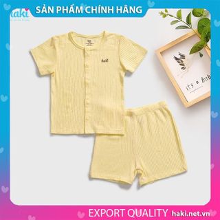 Bộ quần áo cộc tay cài giữa cho bé vải sồi (Modal) cao cấp siêu mềm mịn HAKI BM001