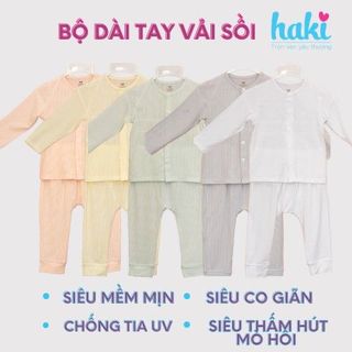 Bộ quần áo dài tay cài giữa vải gỗ sồi(Modal) cao cấp cho bé HAKI BM003