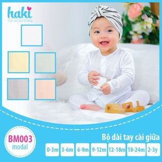 Bộ quần áo dài tay cài giữa vải gỗ sồi(Modal) cao cấp cho bé HAKI BM003 giá sỉ