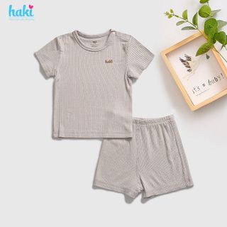 Bộ quần áo cộc tay cài vai vải sồi cao cấp cho bé HAKI BM015