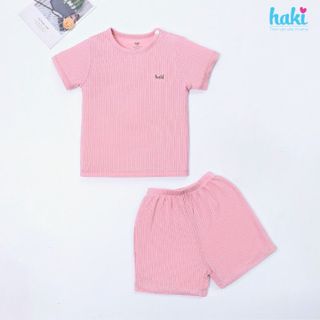Bộ quần áo cộc tay cài vai vải sồi cao cấp cho bé HAKI BM015
