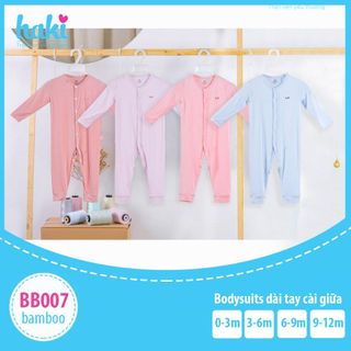 Bộ body liền dài tay cho bé sơ sinh vải sợi tre siêu mềm (Bamboo) HAKI BB007