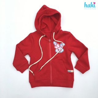 Áo khoác bé trai bé gái vải nỉ HAKI_Hoodie cho bé (2 màu Ghi, Đỏ)-HK502