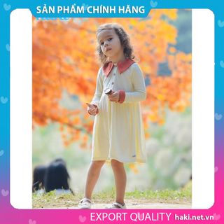 Váy bé gái len dài tay phối cổ HK500, đầm thu đông cho bé từ 10-27kg HAKI