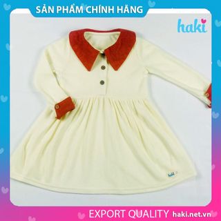 Váy bé gái len dài tay phối cổ HK500, đầm thu đông cho bé từ 10-27kg HAKI