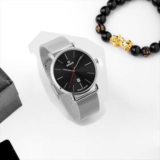 Đồng Hồ Nam - Thương Hiệu DRACO D21-ST02 "Classic Boy" đen dây lưới bạc