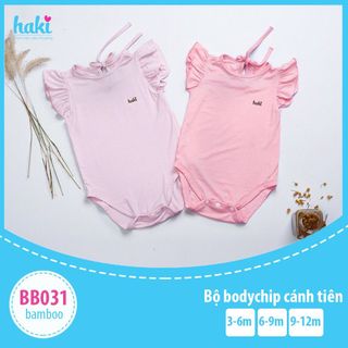 Bộ bodychip cánh tiên vải tre cao cấp BB031, set bodysuit cho bé gái chất liệu Bamboo Haki