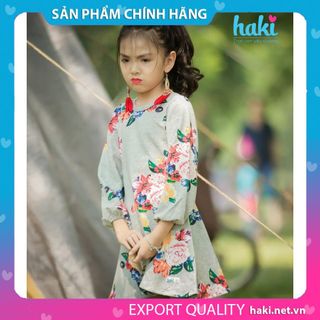 Đầm bé gái_Váy hoa Peony HK486 HAKI (Màu xám)