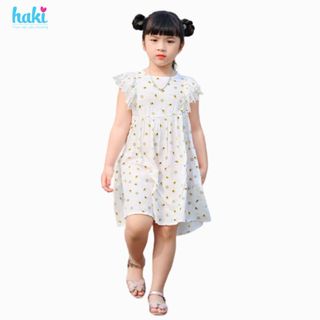 Váy bé gái sát nách phối ren tay HK513, đầm hè thiết kế cho bé, đủ size từ 1-8y Haki giá sỉ