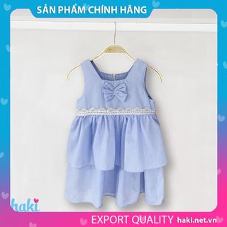 Váy bé gái sát nách hai tầng phối ren, đính nơ HK506 HAKI