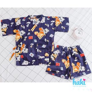 Bộ Yukata - xanh than (chó con), quần áo hè cho bé Haki HK159 giá sỉ