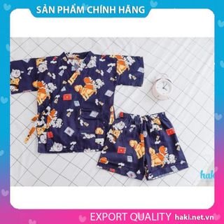 Bộ Yukata - xanh than (chó con), quần áo hè cho bé Haki HK159