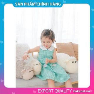 Váy bé gái kẻ cổ sen HAKI (kẻ xanh lá)