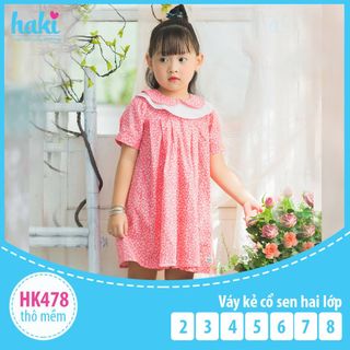 Váy bé gái cổ sen hai lớp xinh xắn HAKI-HK478 (Đỏ hoa nhí) giá sỉ