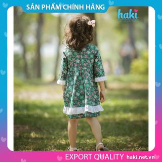 Đầm bé gái_Váy Cinderella-Hoa nhí xanh HK485, váy thiết kế bé gái HAKI