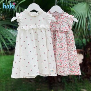 Váy bé gái hoa nhí vải thô cao cấp cổ bèo tiểu thư HK512- HAKI