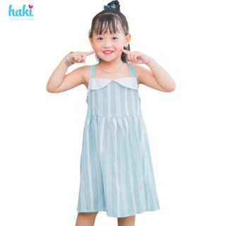 Váy bé gái cúp ngực- Kẻ xanh to HK482, đầm thiết kế cho bé đủ size 1-8y Haki giá sỉ