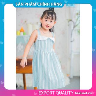 Váy bé gái cúp ngực- Kẻ xanh to HK482, đầm thiết kế cho bé đủ size 1-8y Haki