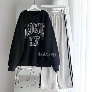 Áo sweater tay phồng in chữ trước form dưới 65kg