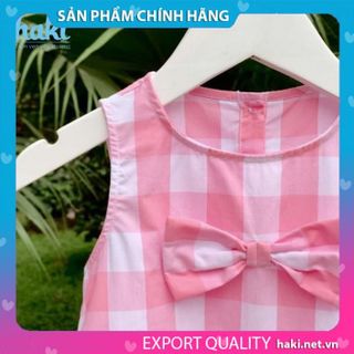Váy bé gái thô kẻ cổ tròn sát nách đính nơ HK511 (đủ size từ 10-27kg) - HAKI