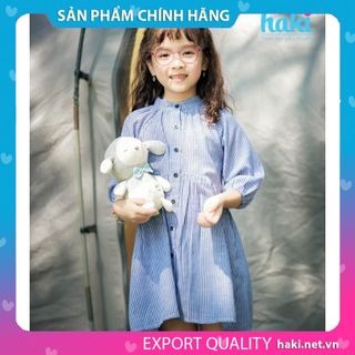 Váy bé gái kẻ dài tay raglan HAKI HK489
