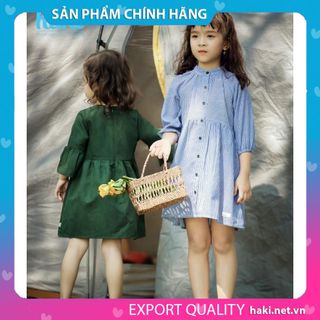 Váy bé gái kẻ dài tay raglan HAKI HK489