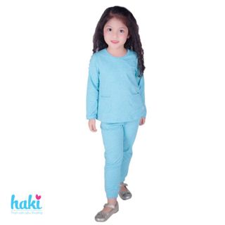 Bộ quần áo mặc nhà bé gái HAKI - Xanh,hồng HK131