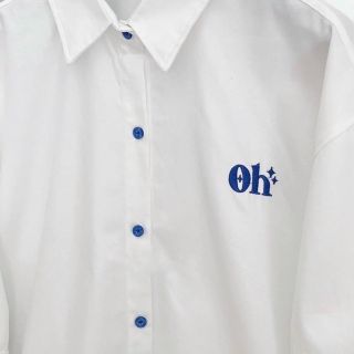 Áo sơ mi kiểu ,thêu logo OH chất kate lụa mịn form dưới 65kg