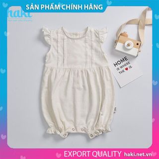 Bộ romper cánh tiên xếp ly ngực BL002-HAKI, romper cho bé gái; bộ liền cho bé từ 6-13kg