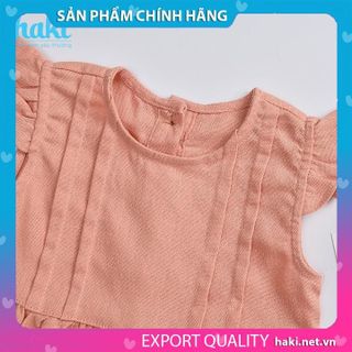 Bộ romper cánh tiên xếp ly ngực BL002-HAKI, romper cho bé gái; bộ liền cho bé từ 6-13kg