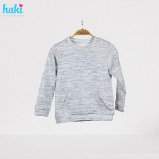Áo nỉ bé trai cổ bo chính hãng- HAKI -Xanh- Ghi