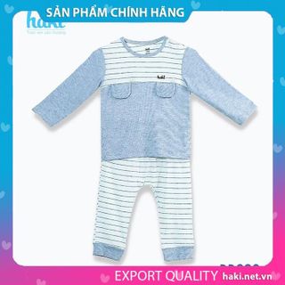 Bộ quần áo dài tay cho bé vải sợi tre cao cấp BB028 - set mặc nhà chất liệu Bamboo siêu mềm mịn Haki