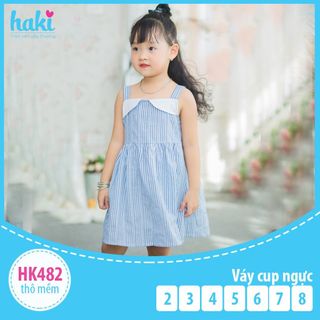 Đầm bé gái_Váy cúp ngực Haki HK482 (Họa tiết Kẻ xanh nhỏ)
